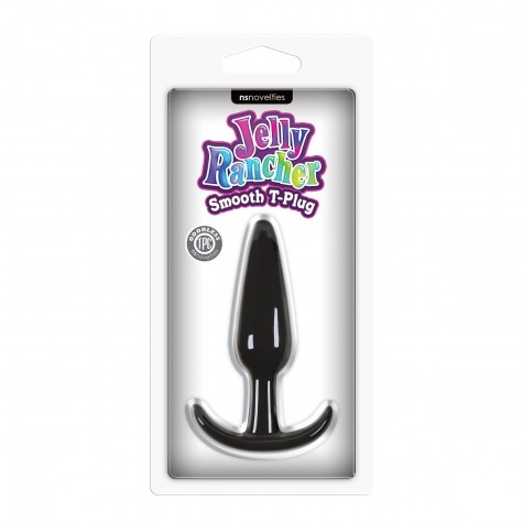 Гладкая черная анальная пробка Jelly Rancher T-Plug Smooth - 10,9 см.